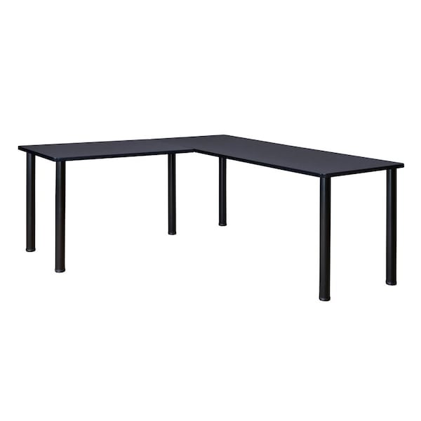 Kee Desking Kee L-Desk Shells, 66 D X 29 H, 72 W X Wood, Metal, Black, Grey ML722442GYBPBK - main
